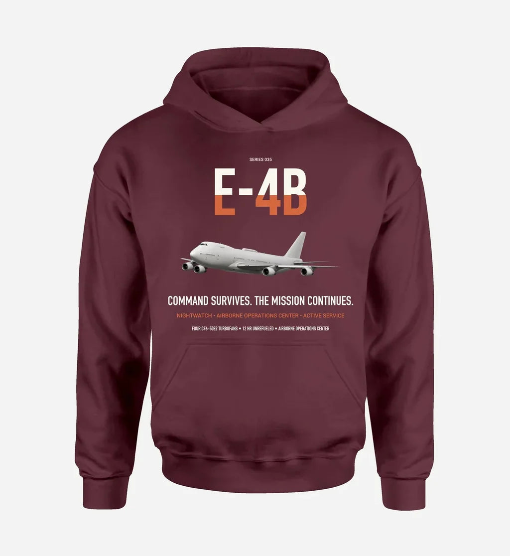 E-4B Nightwatch design on dark red double-side hoodie, single-side print