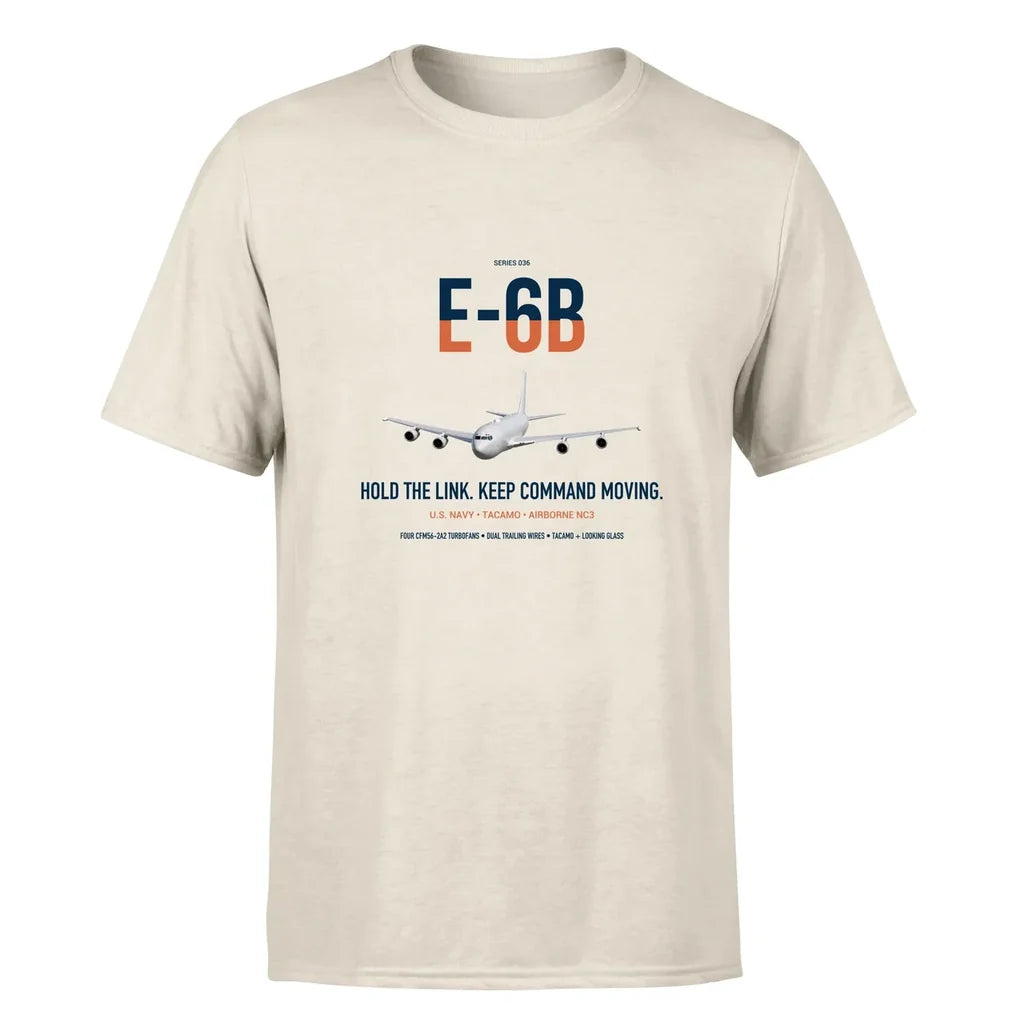E-6B Mercury design on beige double-side t-shirt, single-side print