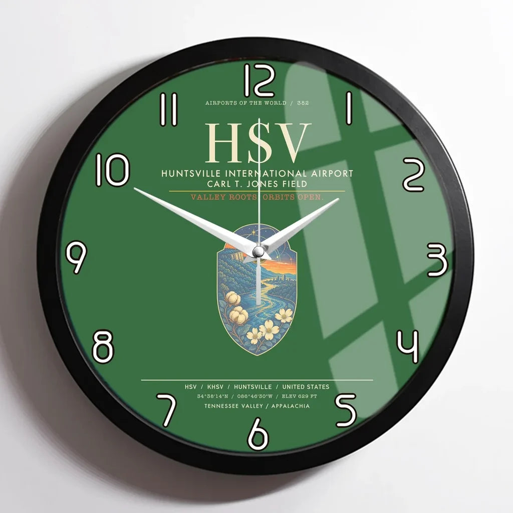 Huntsville International Airport HSV Wall-Clock Framed - Green