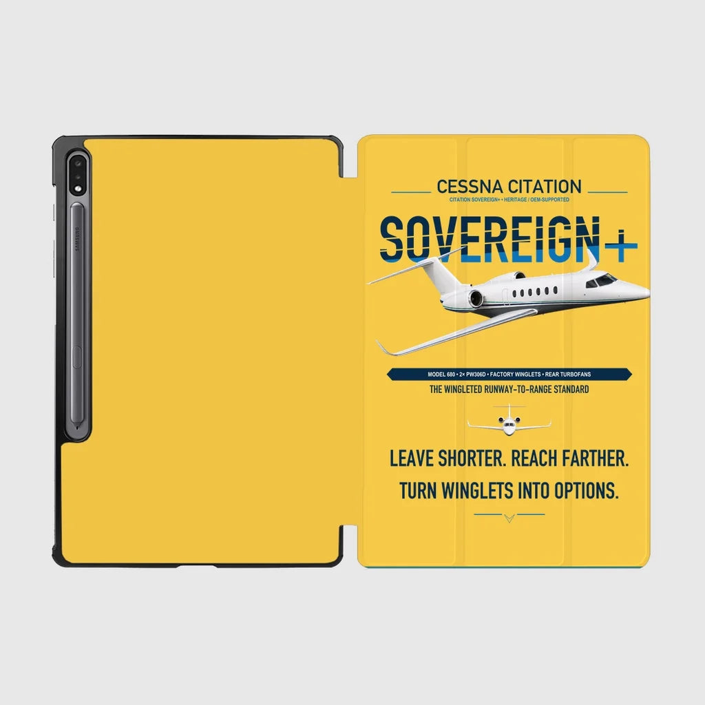 Cessna Citation Sovereign+ design on yellow samsung tablet tablet case
