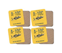 Thumbnail for A-10C Thunderbolt II design on yellow 4 pieces set coaster