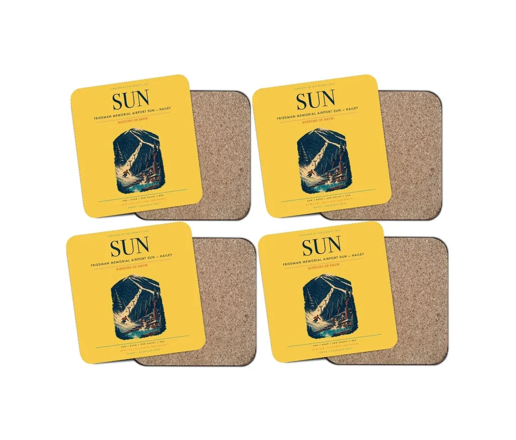 Friedman Memorial Airport (SUN) design on yellow 4 pieces set coaster
