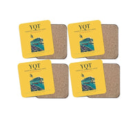 Thumbnail for Thunder Bay International Airport (YQT) design on yellow 4 pieces set coaster