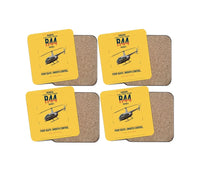 Thumbnail for Robinson R44 Raven II design on yellow 4 pieces set coaster