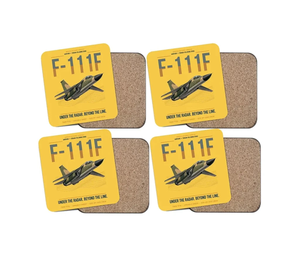 F-111F Aardvark design on yellow 4 pieces set coaster