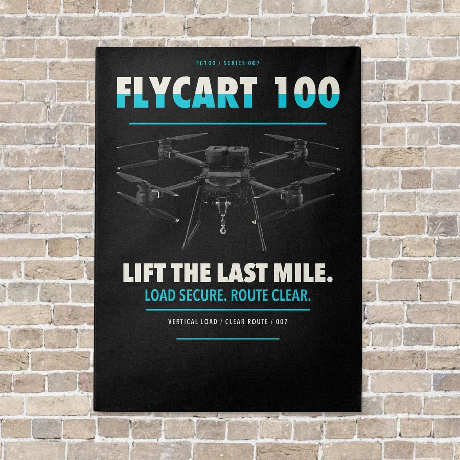 DJI FlyCart 100 vertical canvas print - no frame - black background