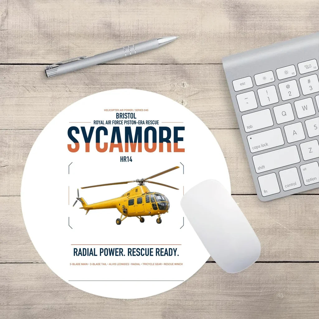 Bristol Sycamore HR14 design on white round mouse pad