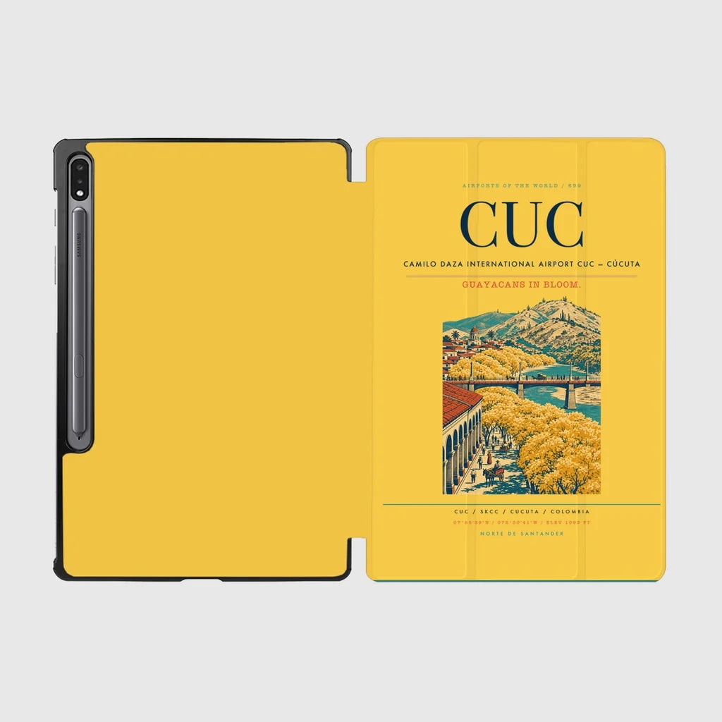 Camilo Daza International Airport (CUC) design on yellow samsung tablet tablet case