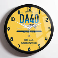 Thumbnail for Diamond DA40 design on yellow framed wall clock