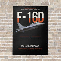 Thumbnail for F-16D Fighting Falcon Two Seats One Falcon vertical canvas print - no frame - black background