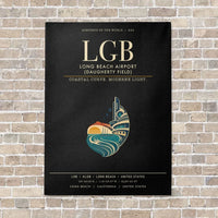 Thumbnail for Long Beach Airport (Daugherty Field) LGB vertical canvas print - no frame - black background