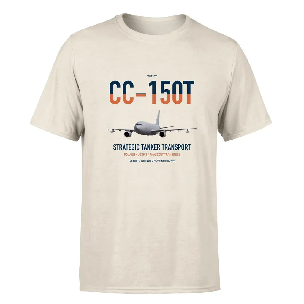 Airbus CC-150T Polaris design on beige double-side t-shirt, single-side print