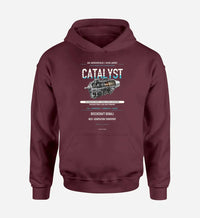 Thumbnail for CATALYST design on dark red hoodie single side