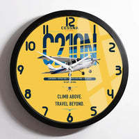 Thumbnail for Cessna T210N Centurion design on yellow framed wall clock