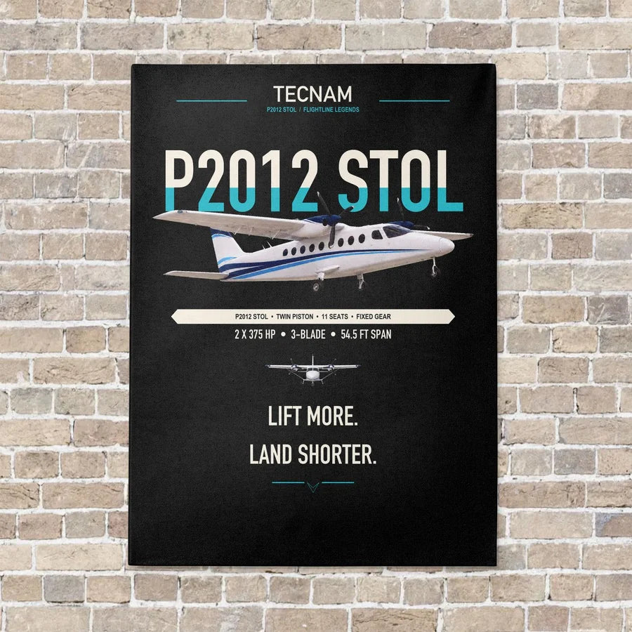 Tecnam P2012 STOL vertical canvas print - no frame - black background