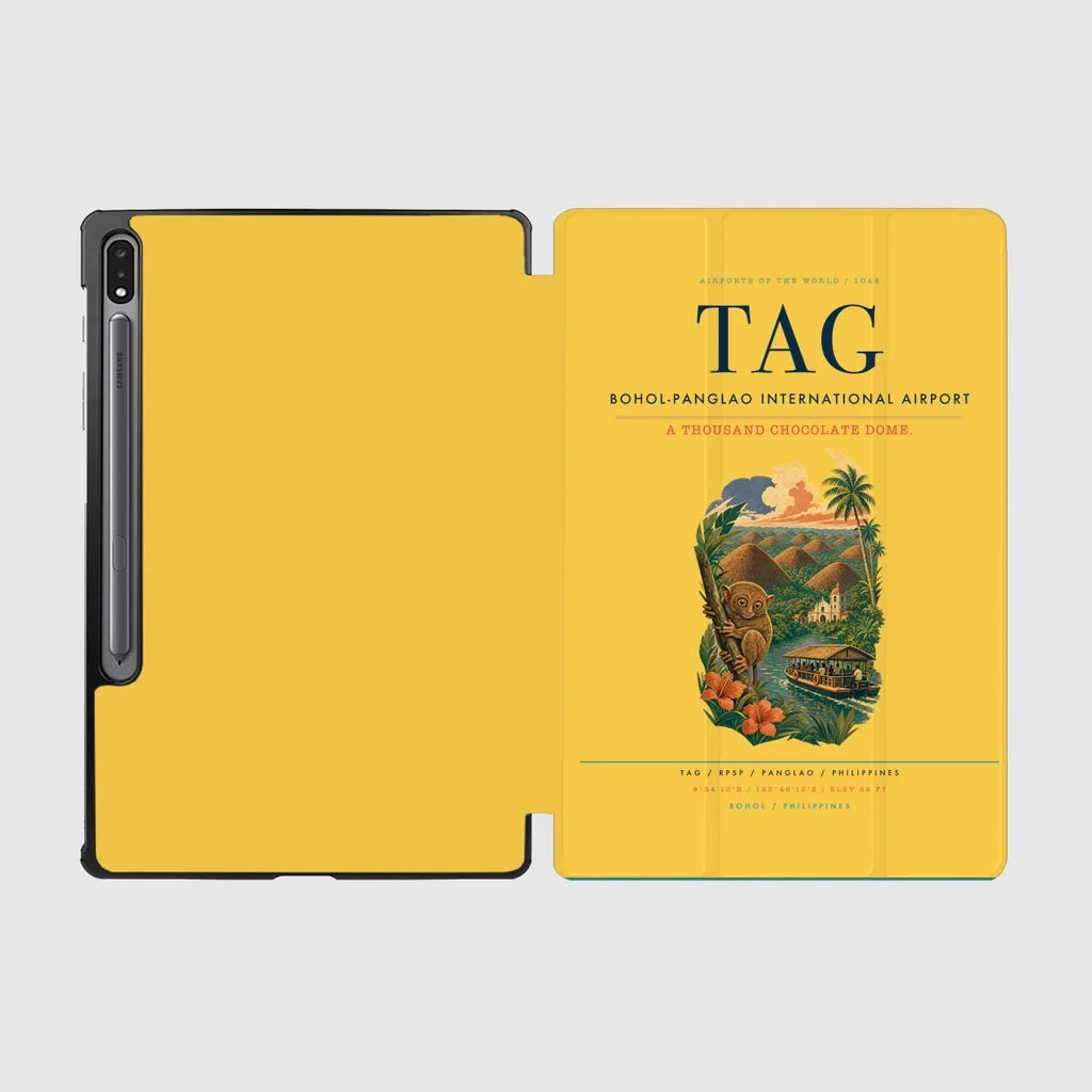 Bohol-Panglao International Airport (TAG) design on yellow samsung tablet tablet case