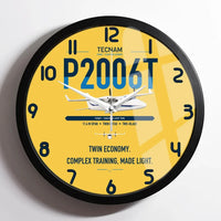 Thumbnail for Tecnam P2006T design on yellow framed wall clock