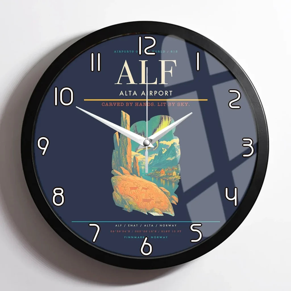 Alta Airport ALF Wall-Clock Framed - Navy Blue