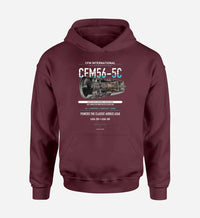 Thumbnail for CFM56-5C design on dark red hoodie single side
