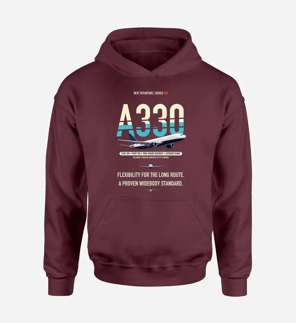 Airbus A330-200 design on dark red hoodie single side