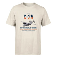 Thumbnail for C-2A Greyhound design on beige double-side t-shirt, single-side print