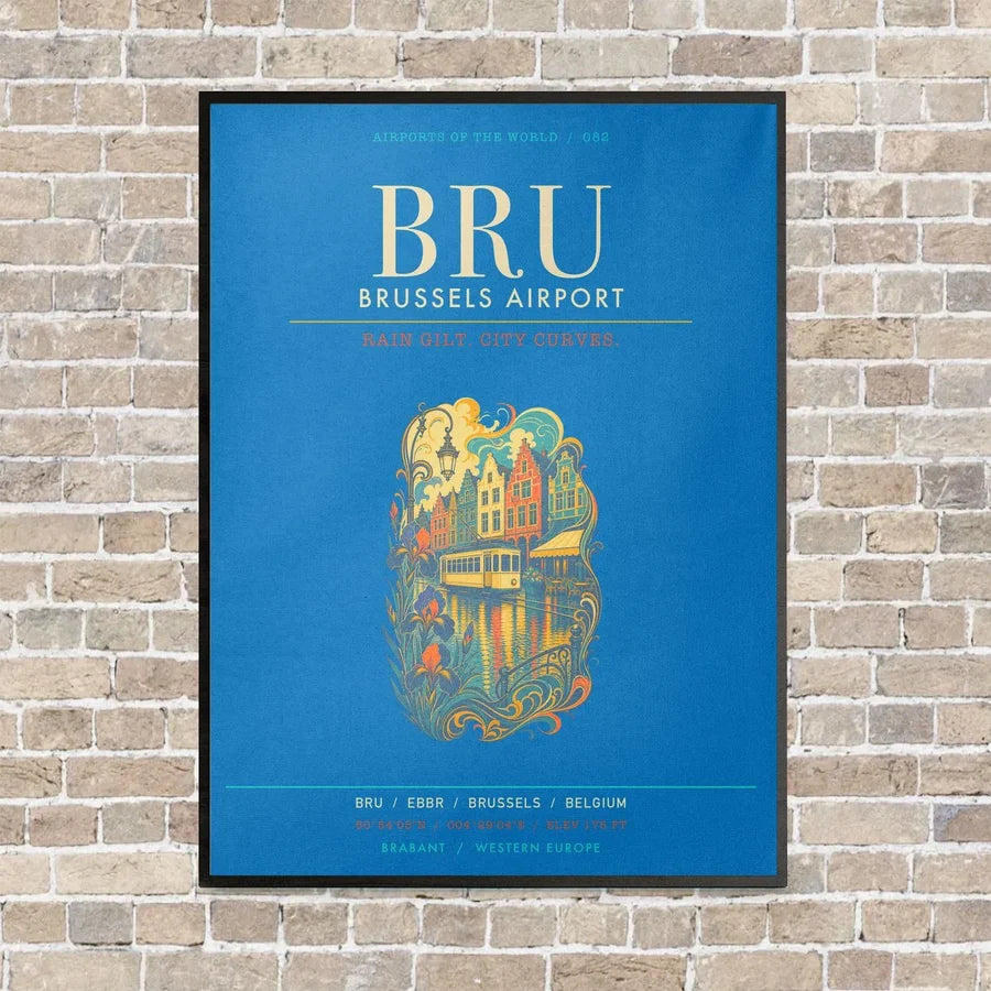 Brussels Airport BRU - Canvas Framed - Turquoise