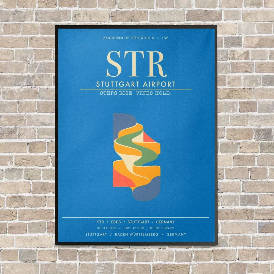 Stuttgart Airport STR - Canvas Framed - Turquoise