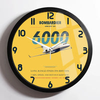 Thumbnail for Bombardier Global 6000 design on yellow framed wall clock