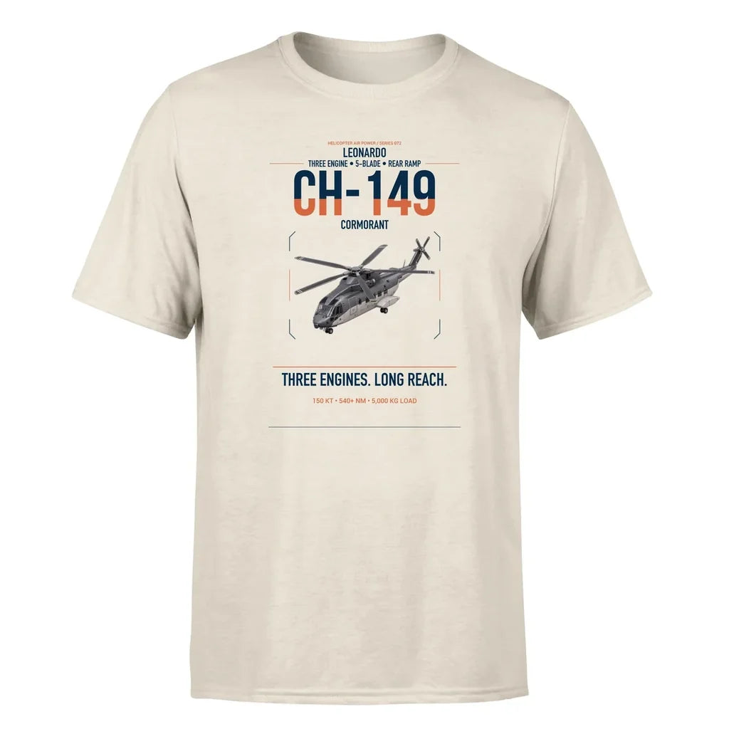 Leonardo CH-149 Cormorant design on beige t-shirt, single-side print
