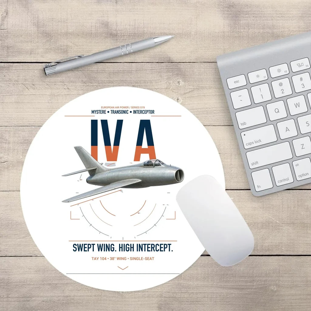 Dassault Mystère IV A design on white round mouse pad