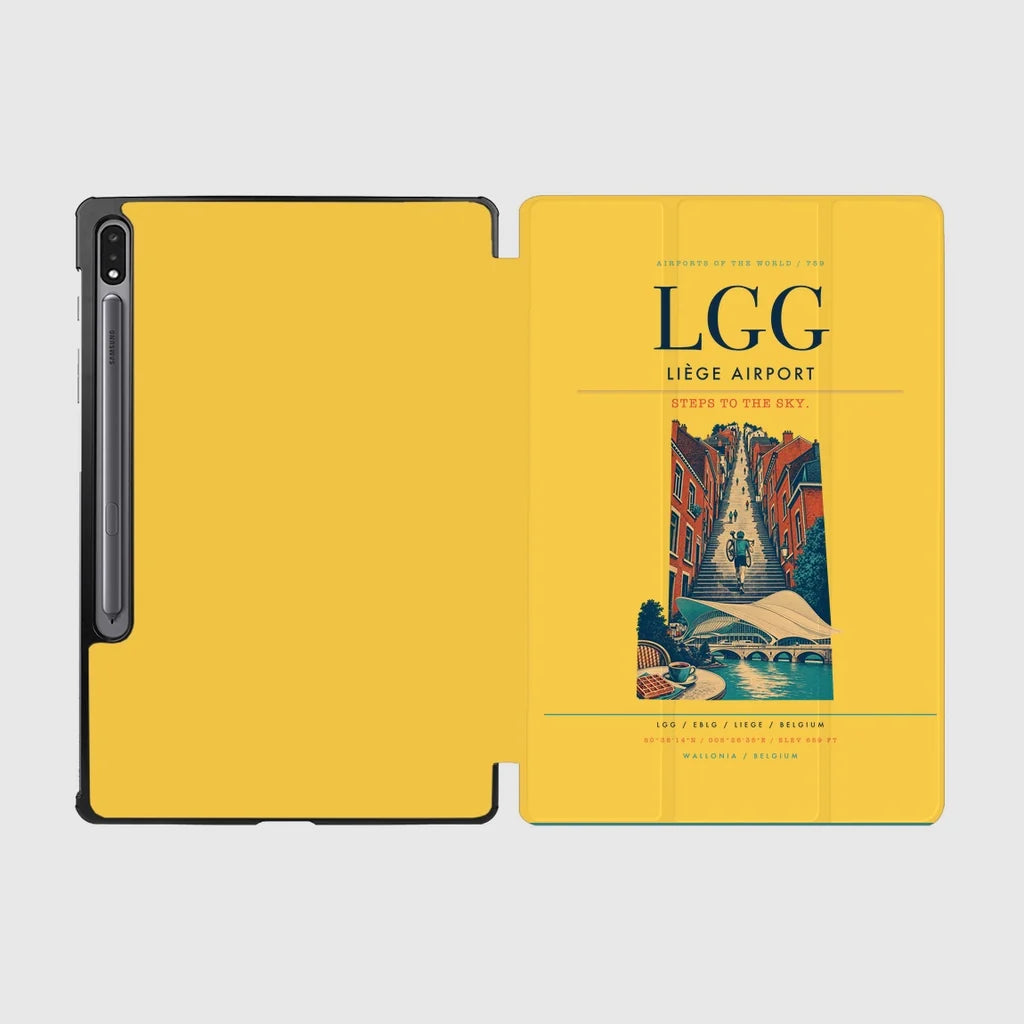 Liège Airport (LGG) design on yellow samsung tablet tablet case