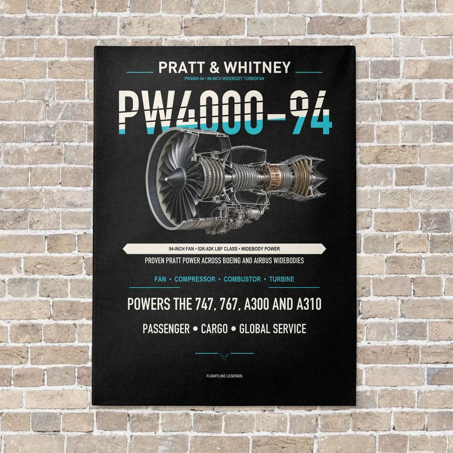 PW4000-94 vertical canvas print - no frame - black background