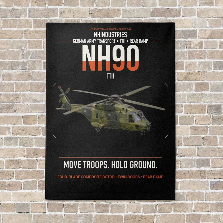 NHIndustries NH90 TTH vertical canvas print - no frame - black background