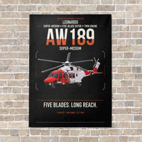 Thumbnail for Leonardo AW189 vertical canvas print - no frame - black background