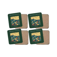 Thumbnail for The Radio Tube Rush - Designed Coasters design on dark green 4-pieces-set