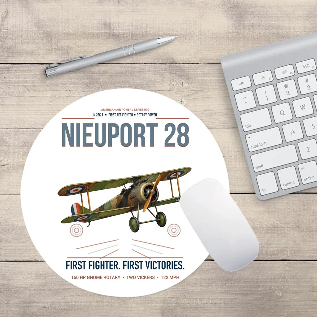 Nieuport 28C.1 design on white round mouse pad