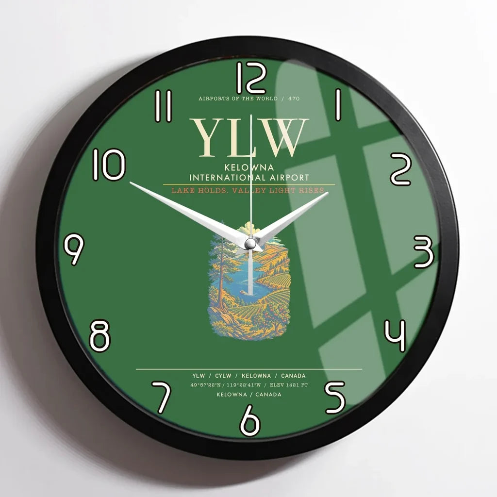 Kelowna International Airport YLW Wall-Clock Framed - Green