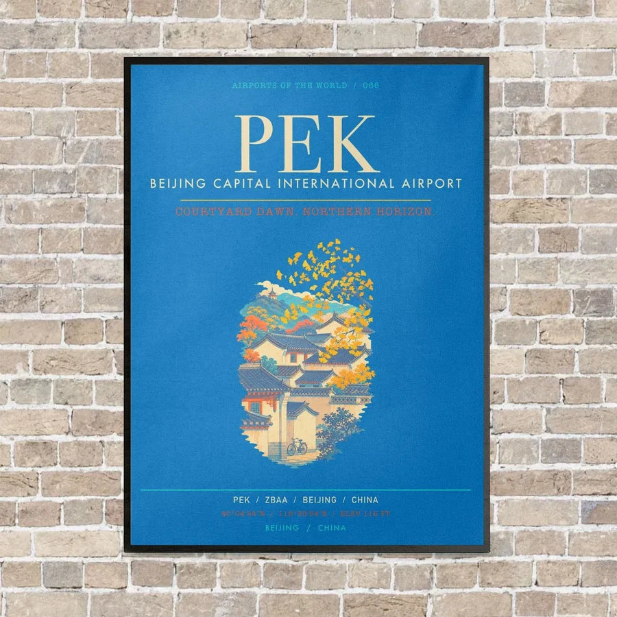 Beijing Capital International Airport PEK - Canvas Framed - Turquoise