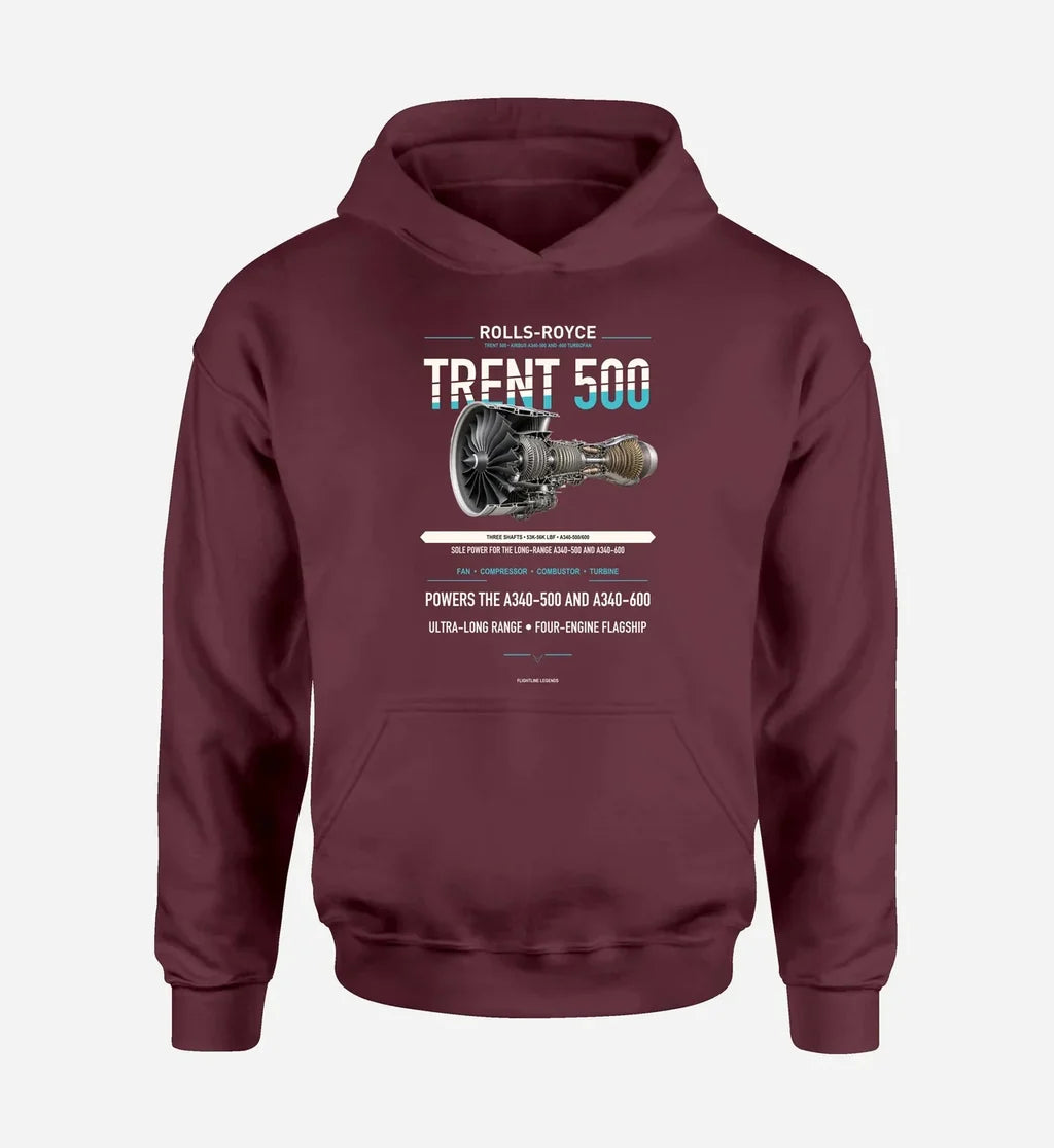 TRENT 500 design on dark red hoodie single side