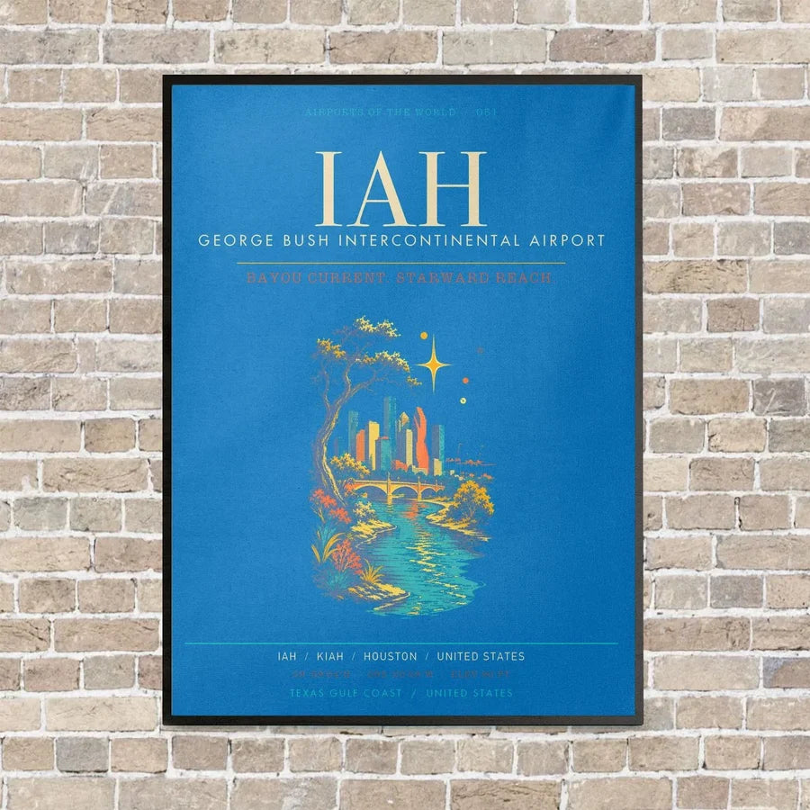 Houston George Bush Intercontinental Airport IAH - Canvas Framed - Turquoise