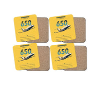 Thumbnail for Bombardier Challenger 650 design on yellow 4 pieces set coaster