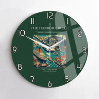 Thumbnail for VINTAGE G4059 - The Harbor Circle - Designed Wall Clocks design on darkgreen no-frame