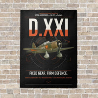 Thumbnail for Fokker D.XXI — Dutch LVA aircraft 221 vertical canvas print - no frame - black background
