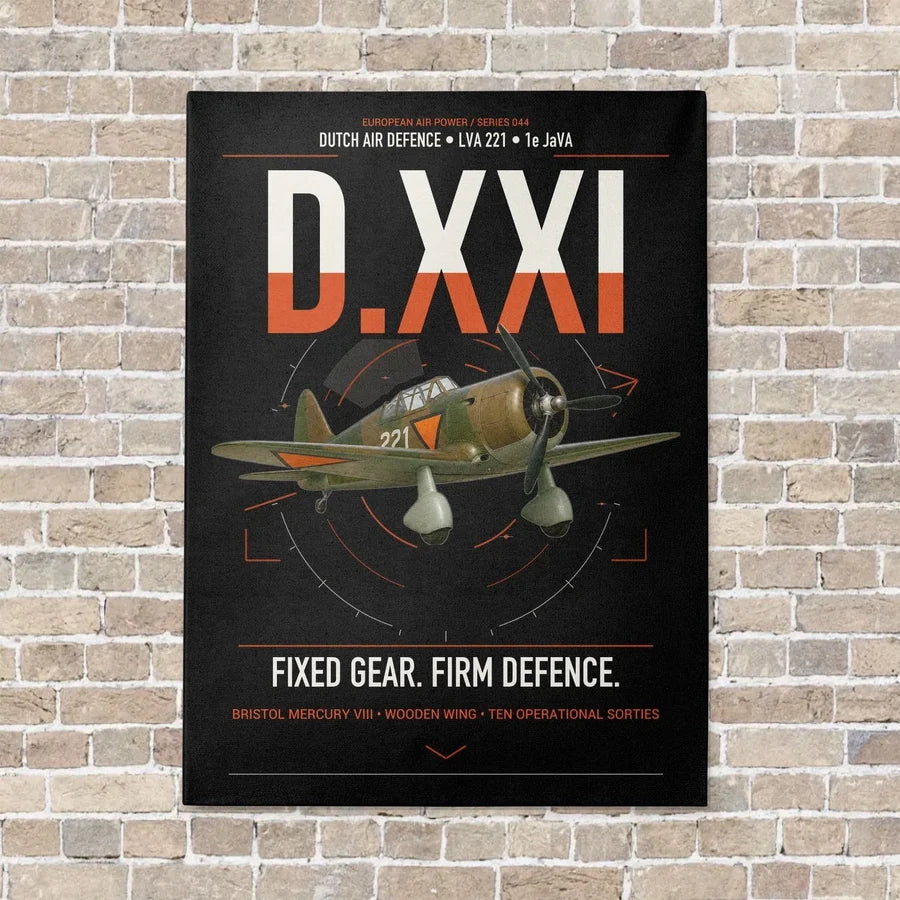 Fokker D.XXI — Dutch LVA aircraft 221 vertical canvas print - no frame - black background