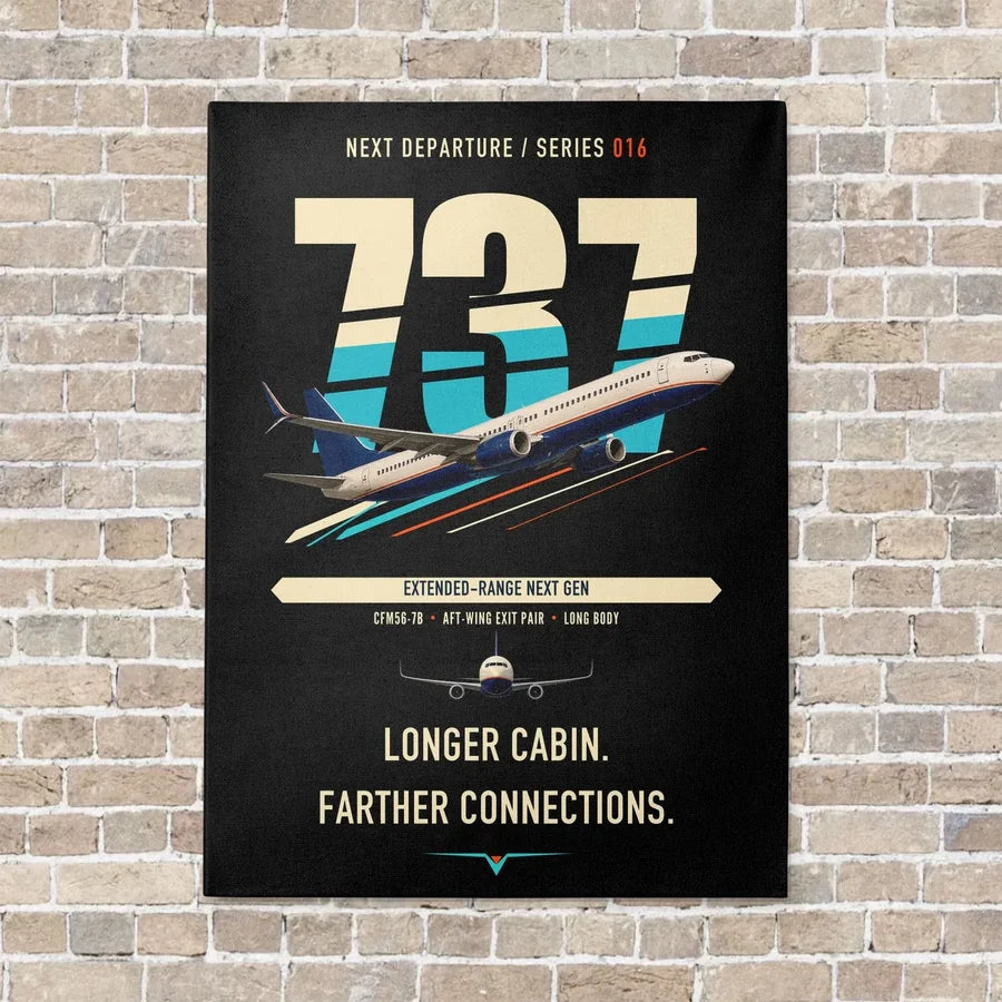 Boeing 737-900ER vertical canvas print - no frame - black background