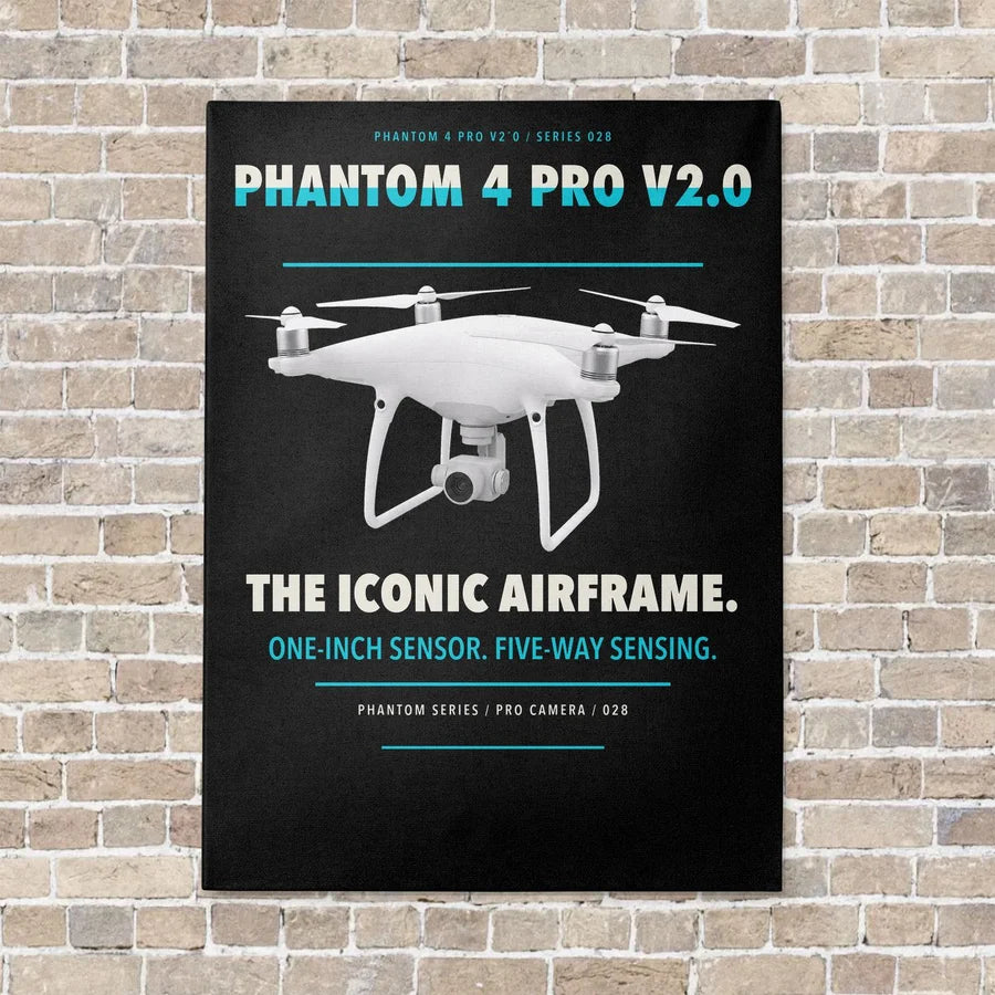 DJI Phantom 4 Pro V2.0 vertical canvas print - no frame - black background