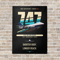 Thumbnail for Boeing 747SP vertical canvas print - no frame - black background