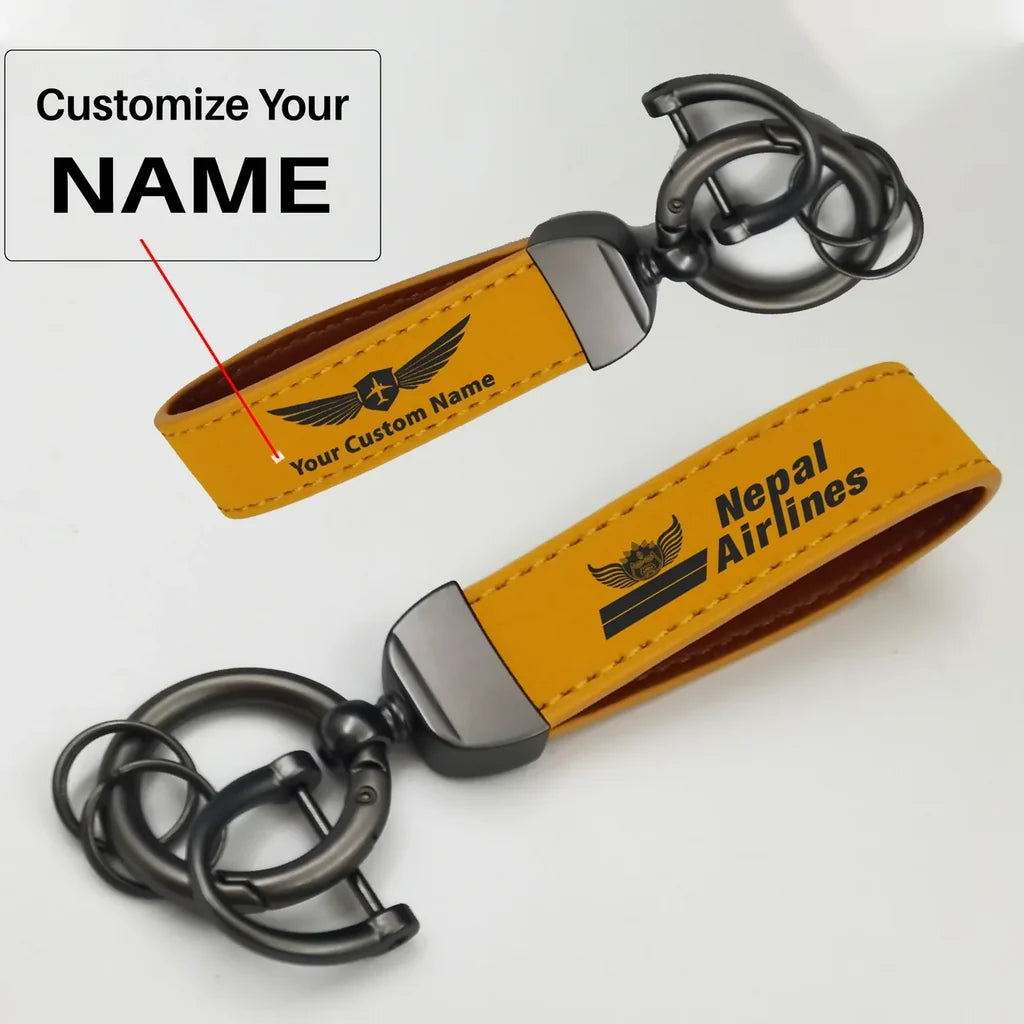 Nepal Airlines Horseshoe Buckle key chain, Yellow + Name