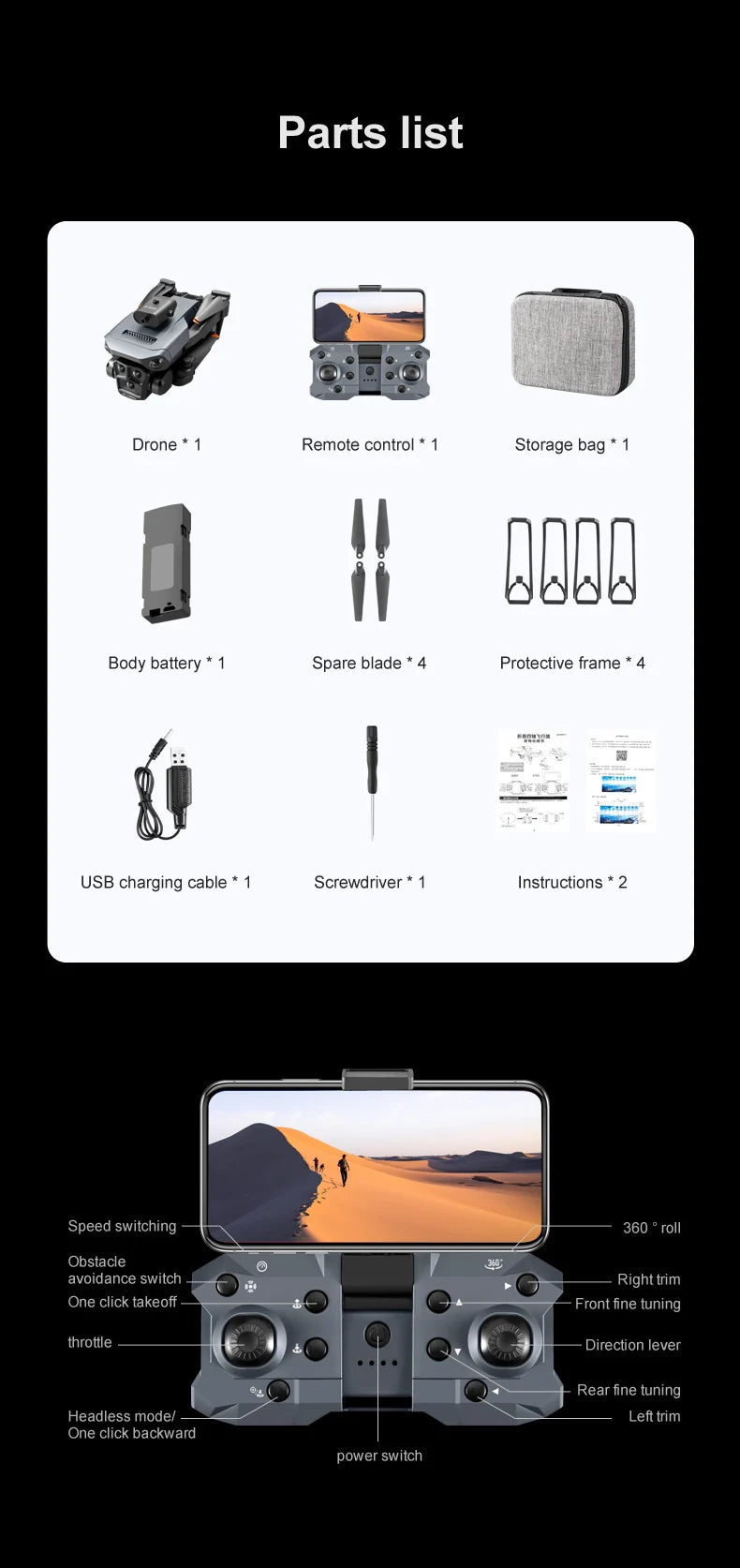 K6 MAX Drone: 4K HD Triple-Camera Quadcopter with 4-Way Obstacle Avoidance, Optical Flow Positioning & Remote Control - view 21