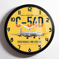 Thumbnail for C-54D Skymaster design on yellow framed wall clock